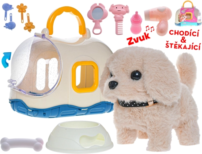 Interaktivni plišani psić s transportnom kutijom 19 cm