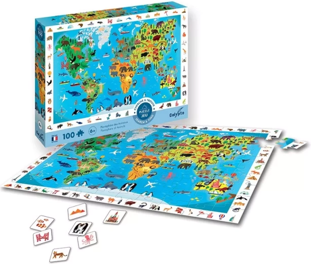 Sentosphere puzzle karta svijeta sa životinjama