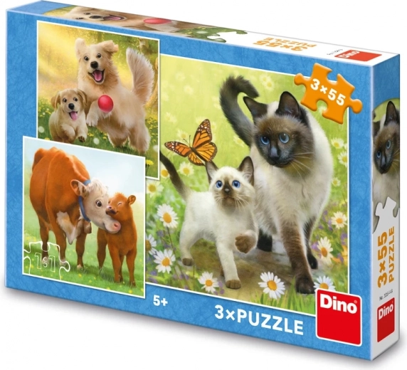 dječje puzzle obitelj životinj 3×55 dijelova