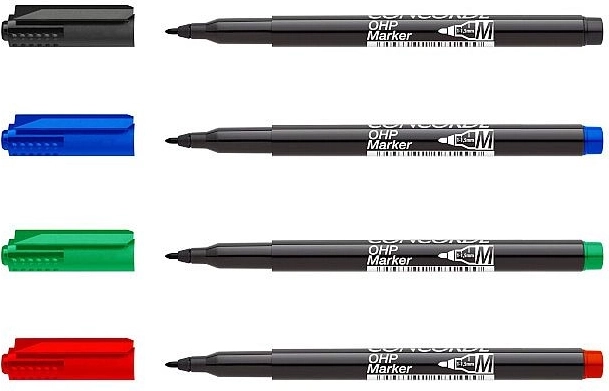 Permanent markers CONCORDE OHP M, set of 4 pcs