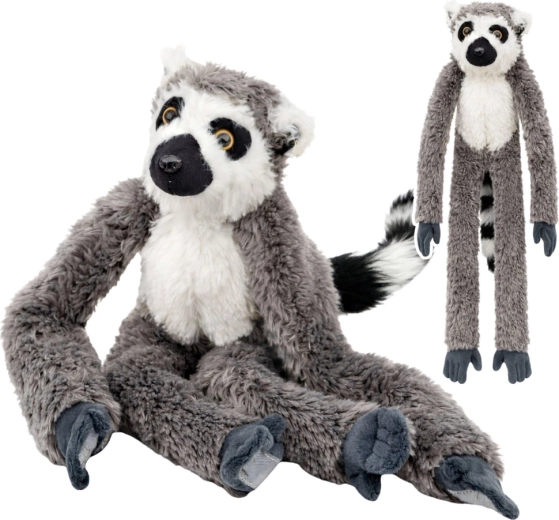 Plišana lemura s dugim šapama i čičak-trakama, siva 35 cm