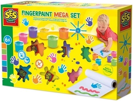 SES Creative mega set boja za slikanje prstima sa 6 boja 110 ml i papirom 2 m