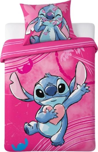 Pamučna posteljina za dječji krevetić Disney Stitch ružičasta 100 × 135 cm