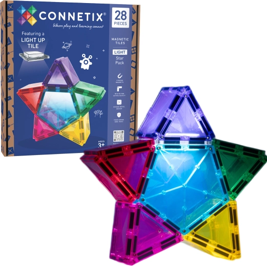 Connetix Light Star Pack magnetske građevne pločice sa svjetlom, 28 kom