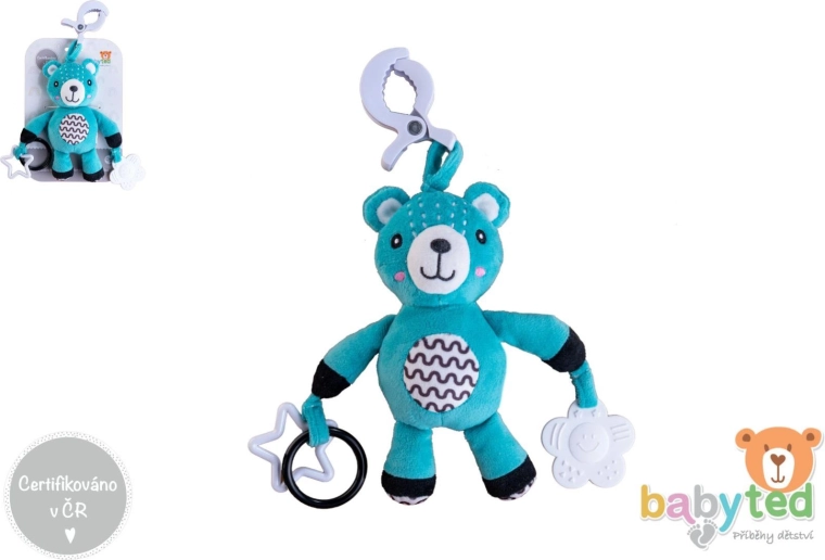 Plush Teddy Bear with Rattle for Stroller and Crib