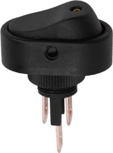 Black rocker switch with yellow LED