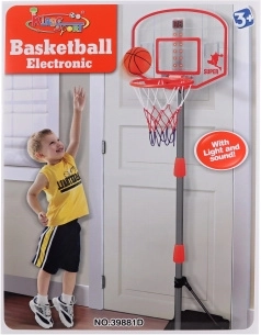 Children's basketball hoop with battery-powered scoreboard