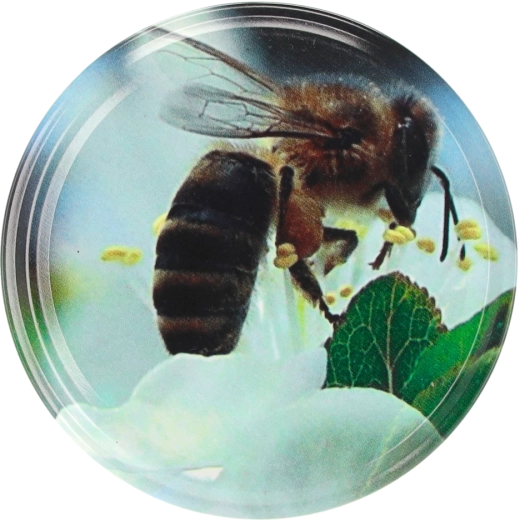 Set metalnih poklopaca 82 mm s motivom pčele na cvijetu, 10 kom