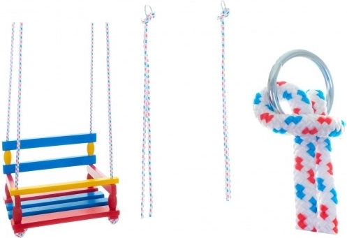 Šarena drvena ljuljačka 38 × 30 cm, nosivost 80 kg