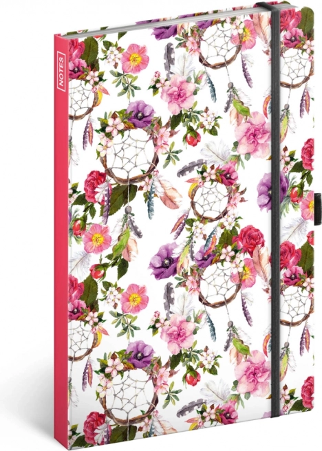 Notes Hvatač snova ružičasti, s crtama, 13 × 21 cm