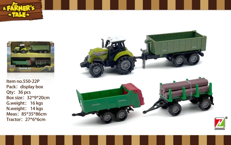 Tractor with Lights, Sound and Trailers in 1:48 Scale