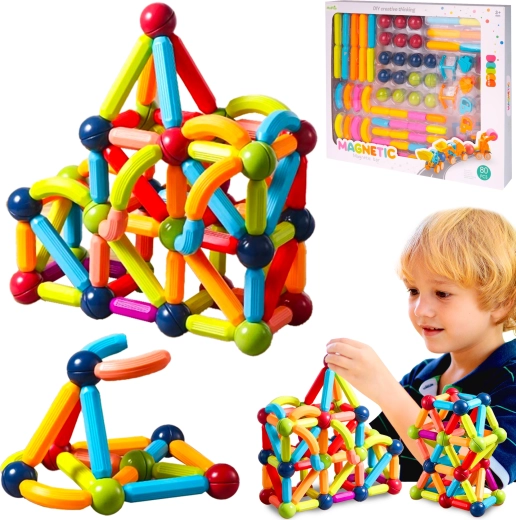 Magnetična 3D građevna set, 80 dijelova