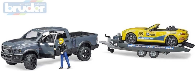Bruder terensko vozilo RAM sa sportskim automobilom i figuricom