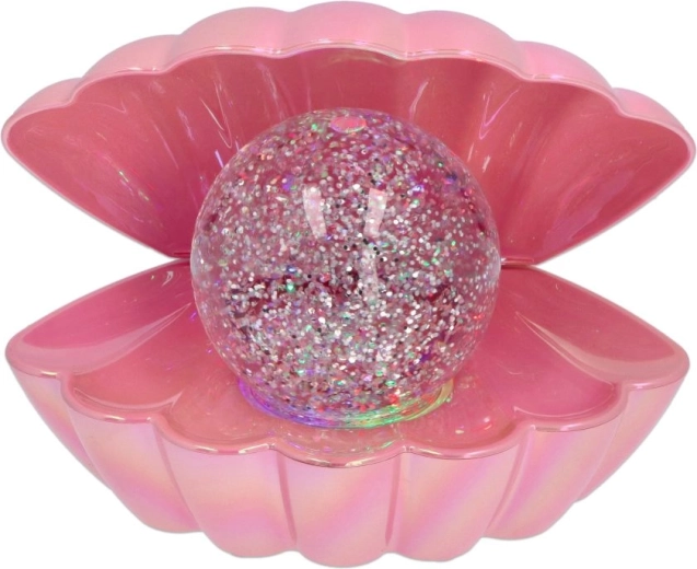 Decorative LED seashell night light with glitter ball – pink