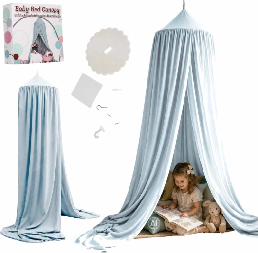 Children’s hanging bed canopy boho blue