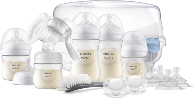 Philips Avent set za dojenje Natural Response s ručnom izdajalicom i sterilizatorom za mikrovalnu