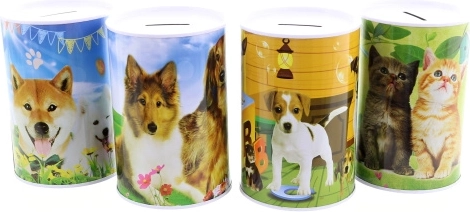 Metalna kasica Psi i mačke 13,5 × 9 cm