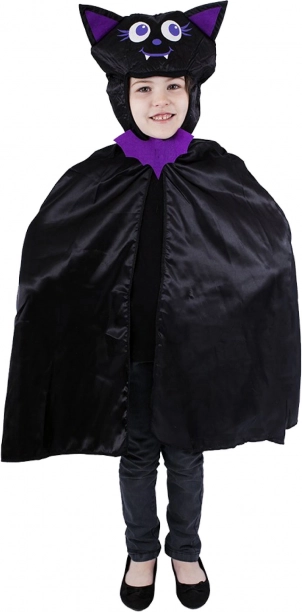 Dječji plašt šišmiš s kapuljačom, crno‑ljubičast, univerzalna veličina