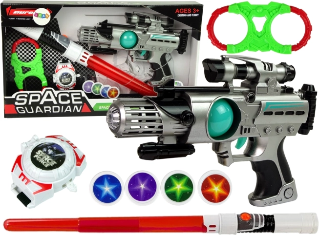 Set svemirskih oružja Space Guardian s laserskim pištoljem i mačem