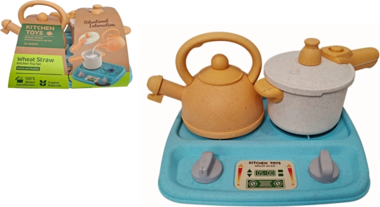 Kuhinjski set s kuhalom, vrčkom i loncem od pšenične slame