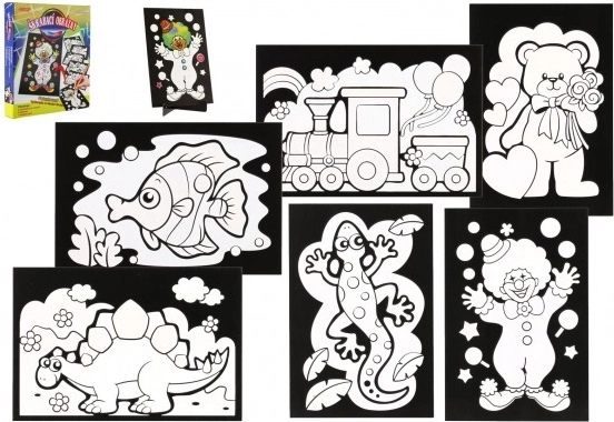 Grebalica slika 6 kom u boji + 6 kom postolja u kutiji 19x22x6,5 cm