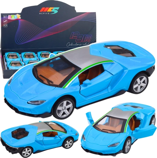 Metalni sportski automobil 1:32 s pogonom, svjetlima i zvukovima – plavi