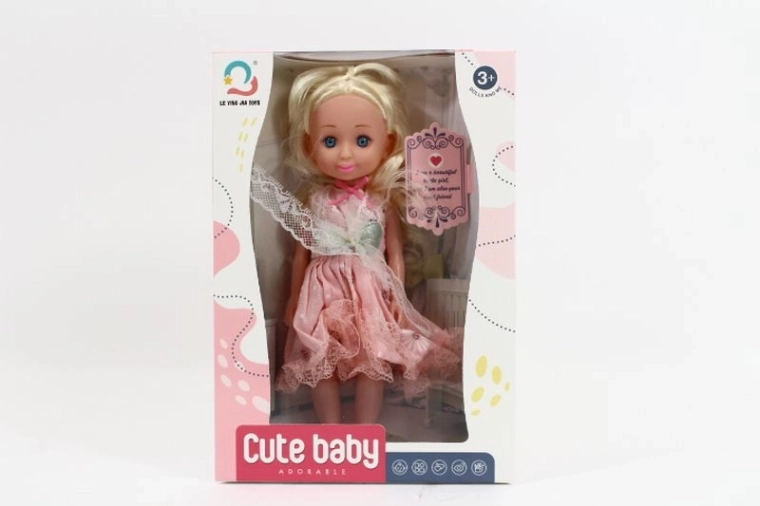 Lutka 27 cm u ružičastoj haljini