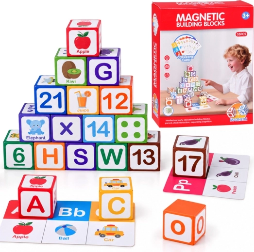 Magnetic Educational Blocks for Learning Letters, Counting and Telling Time