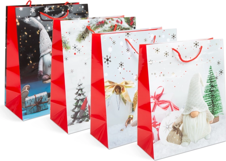 Christmas Paper Gift Bag for a Bottle - 1 Piece