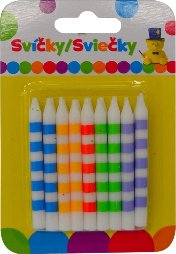 Rođendanske svijeće u boji s prugama, 18 kom