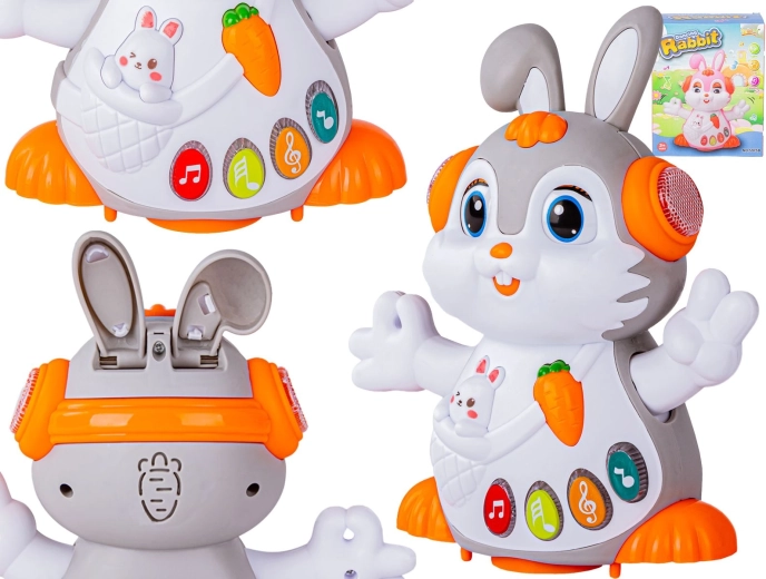 Interactive educational musical bunny with lights and drive, light grey - 1 piece