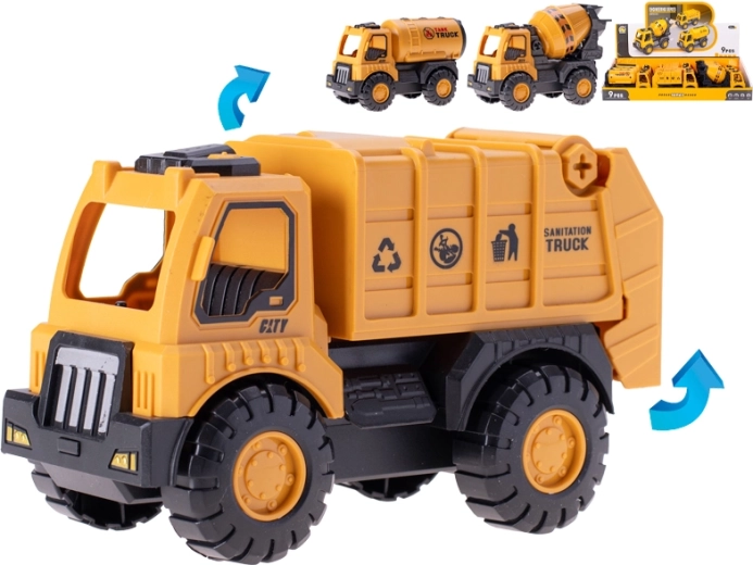 Set građevinskih vozila na inercijski pogon 15 cm, plastika, 9 kom u displeju