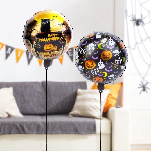 Set of Halloween foil balloons, pumpkin and tombstone – 2 pieces