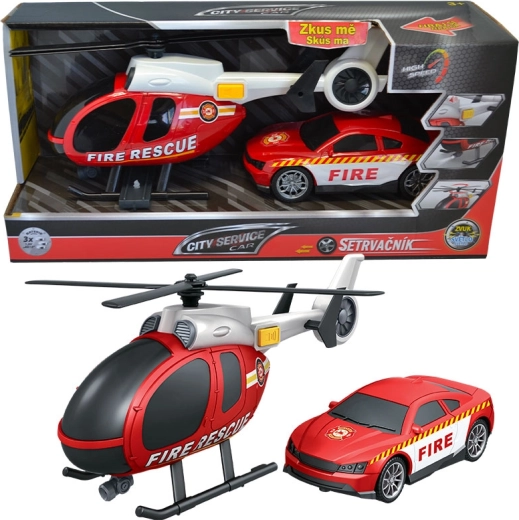 Vatrogasni set helikopter i auto 1:14 CITY SERVICE CAR