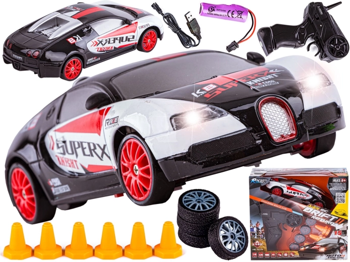 RC drift auto 1:24 4WD 2,4 GHz u stilu Bugatti crno-bijelo - 1 kom