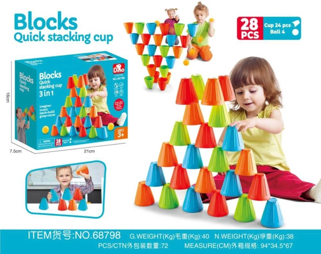 Skill game colored cups 3-in-1