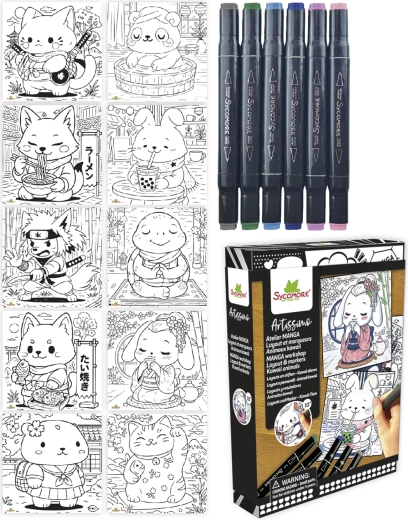 Artissimo manga kreativni set kawaii životinjice s 5 alkoholnih flomastera