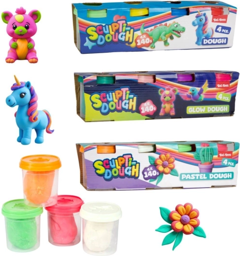 Plastelin 4×140 g u čašici – klasični, pastelni ili svjetleći