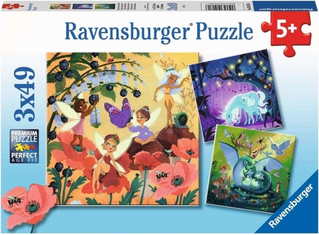 Ravensburger slagalica vile, zmaj i jednorog – 3×49 dijelova