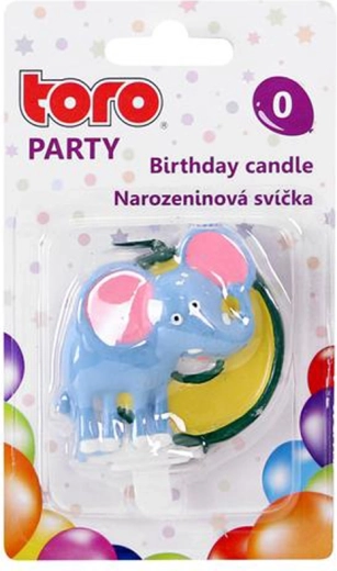 Tortna svjećica broj 0 sa slonom TORO 5 cm