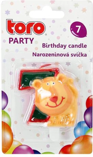 Tortna svjećica broj 7 s lavom TORO 5 cm