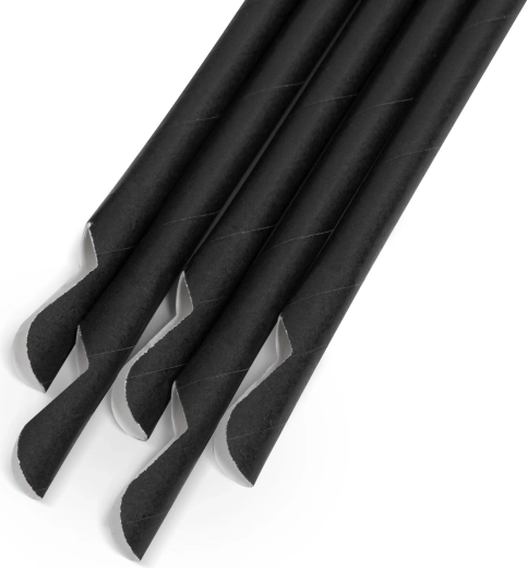 Black Paper Straw with Spoon 197 × 8 mm, 150 pcs