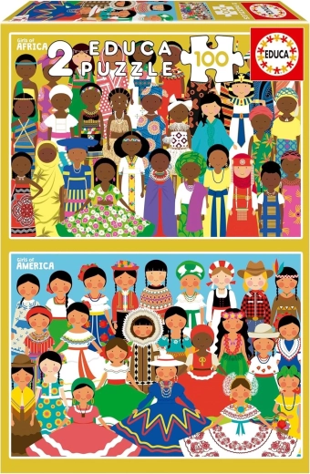Educa puzzle Djevojke iz Amerike i Afrike 2×100 dijelova