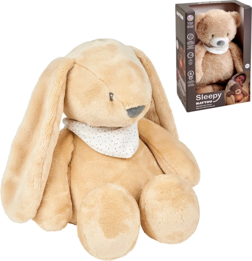 NATTOU plišani uspavljivač sa svjetlom i senzorom plača Sleepy Bunny pale brown
