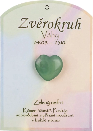 Zeleni nefrit u obliku srca za znak Vage