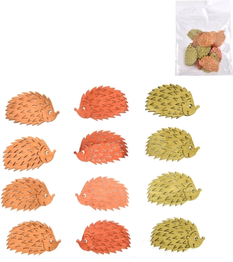 Drveni ježić dekoracija 4 cm, mix 3 boje, 12 kom
