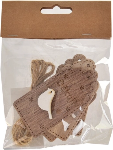 Drvena oznaka s natpisom „Hvala” smeđa 4×8 cm (4 kom)