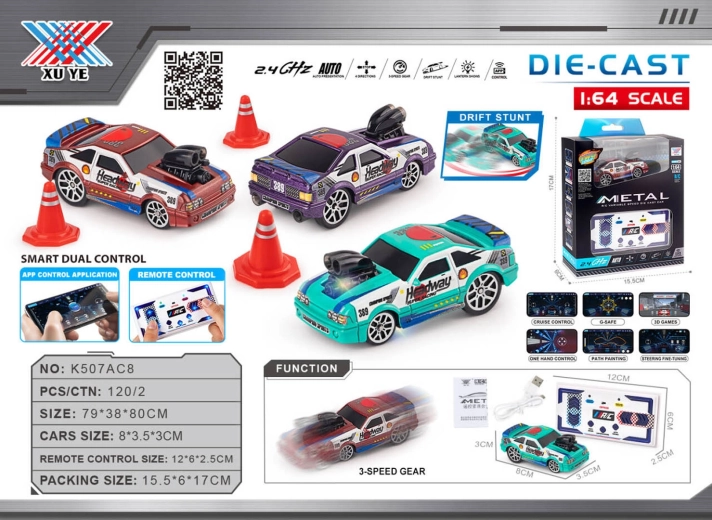 Drift RC autić 1:64 Headway s priborom