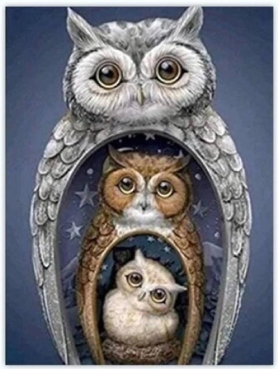Dijamantno slikanje Sova matrjoška 30 × 40 cm