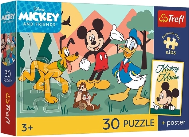 Trefl Disney Mickey i prijatelji dječja slagalica 30 dijelova + poster